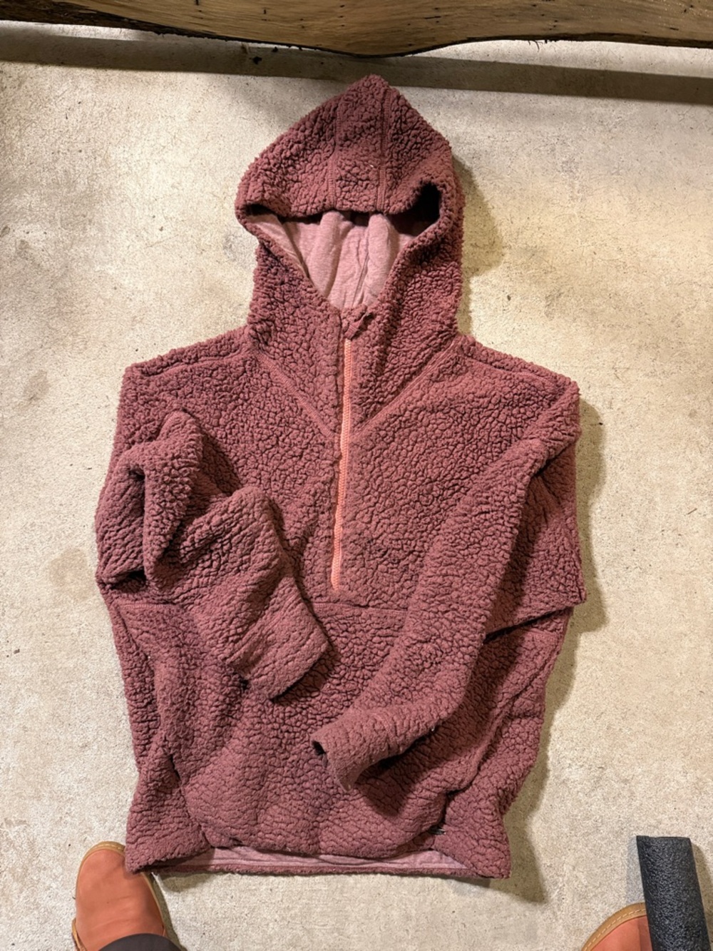 Prana Sherpa Half-Zip Hoodie in Dusty Rose